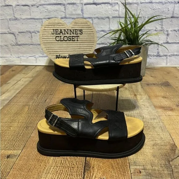 MM6 By Maison Martin Margiela black leather western flatform sandals 11