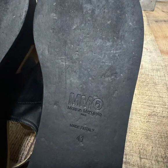 MM6 By Maison Martin Margiela black leather western flatform sandals 11