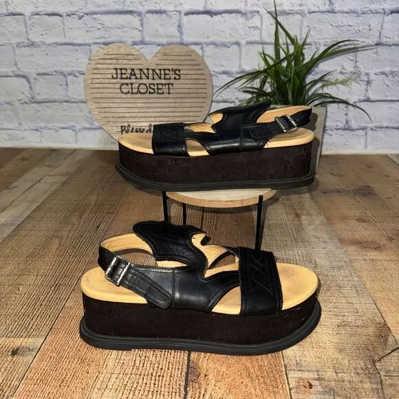 MM6 By Maison Martin Margiela black leather western flatform sandals 11
