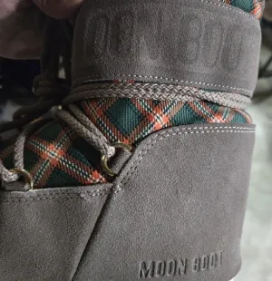 Moon Boot Ankle Boots in Brown and Green Plaid
