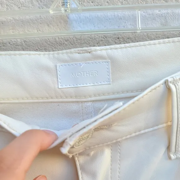 MOTHER | Faux Leather The Super Swooner in Wax On, Wax Off Egret Size 30 NEW