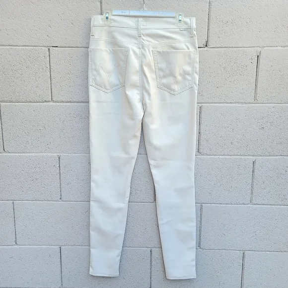 MOTHER | Faux Leather The Super Swooner in Wax On, Wax Off Egret Size 30 NEW