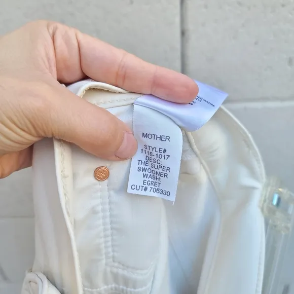 MOTHER | Faux Leather The Super Swooner in Wax On, Wax Off Egret Size 30 NEW