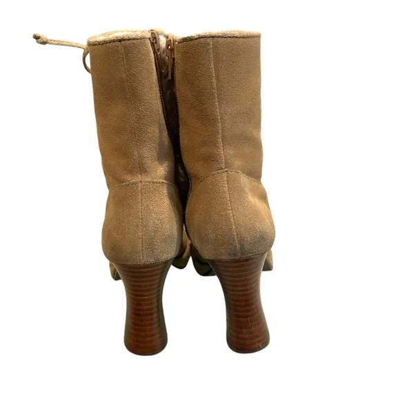 Mudd Y2K Jarmon Suede and Faux Fur High Ankle Boots Funky Heel, Sz 6