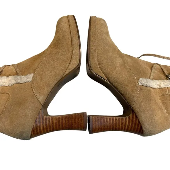 Mudd Y2K Jarmon Suede and Faux Fur High Ankle Boots Funky Heel, Sz 6