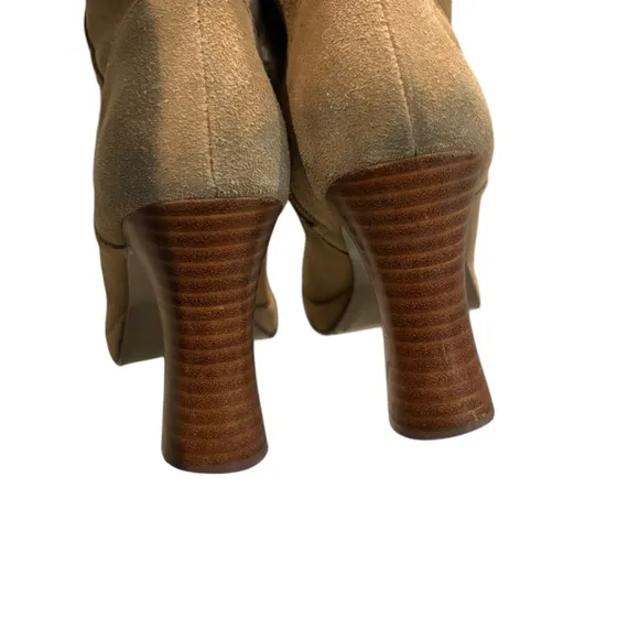 Mudd Y2K Jarmon Suede and Faux Fur High Ankle Boots Funky Heel, Sz 6
