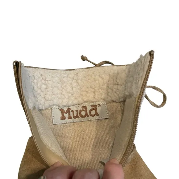 Mudd Y2K Jarmon Suede and Faux Fur High Ankle Boots Funky Heel, Sz 6