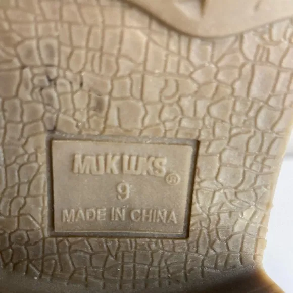 Muk Luks~Faux Leather &amp; Fur~Slouchy Fold Over   Boots~Upper Knit Detail~Size 9