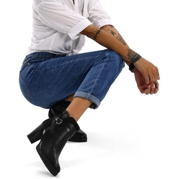 Mysoft Ankle Boote Women Black Polyurethane  Heel Zipper Booties