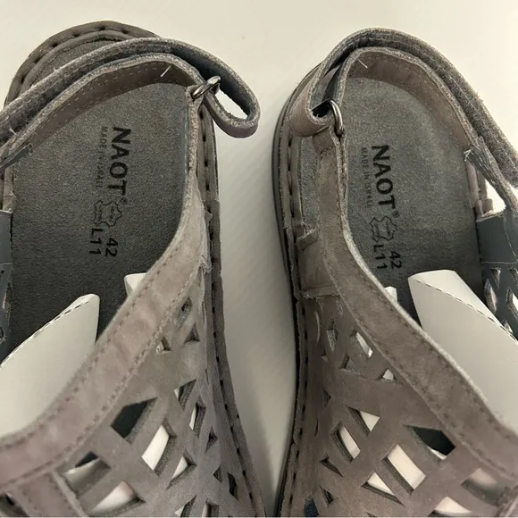 Naot Amadora Keyhole Nubuck Womens Sandals Adjustable Slingback Gray EU 42 US 11