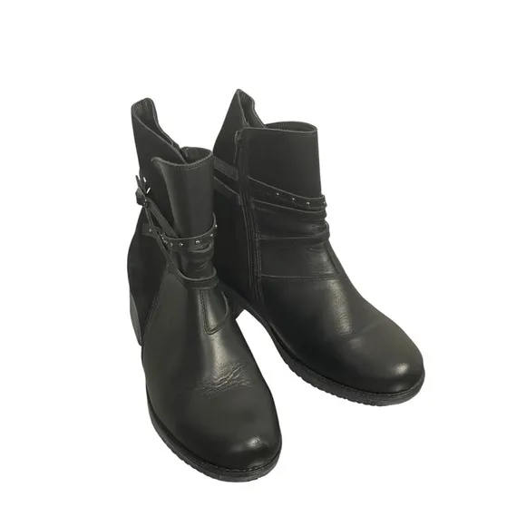 Naot Made In Israel Black Leather Suede Studded Ankle Boots Sz 40 Us 9