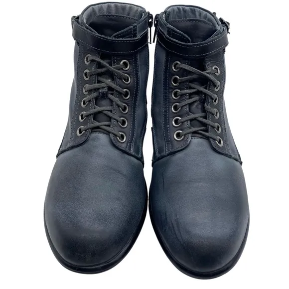 Naot Womens Shoes Kona Boots Sz 6 Gray Black Leather Ankle Lace Up Comfort
