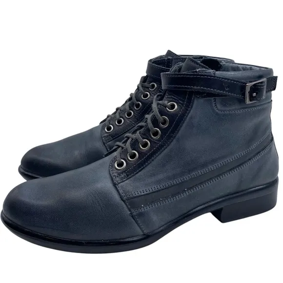 Naot Womens Shoes Kona Boots Sz 6 Gray Black Leather Ankle Lace Up Comfort