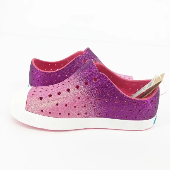 Native Kids Jefferson Shoes 3 Starfish Dazzle Bling Pink White Synthetic NIB