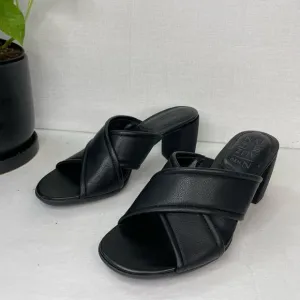 Naturalizer Genn-Rhythm Slide Sandal black leather block heel 6.5‎ M, B 269