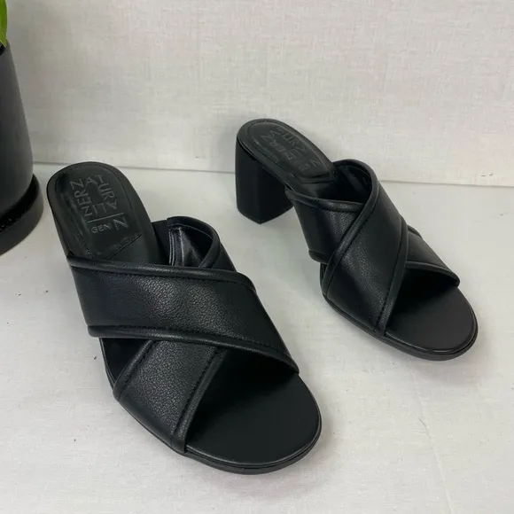 Naturalizer Genn-Rhythm Slide Sandal black leather block heel 6.5‎ M, B 269