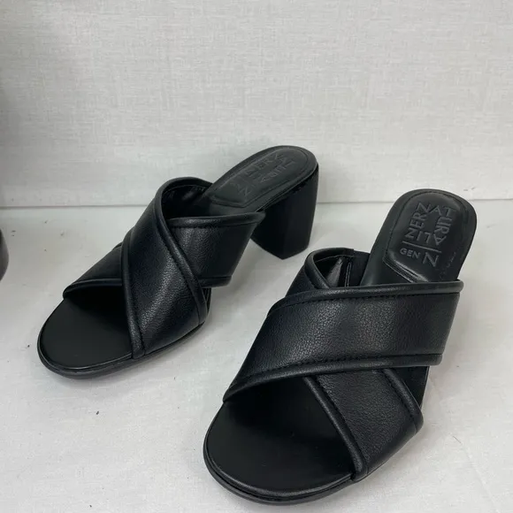Naturalizer Genn-Rhythm Slide Sandal black leather block heel 6.5‎ M, B 269