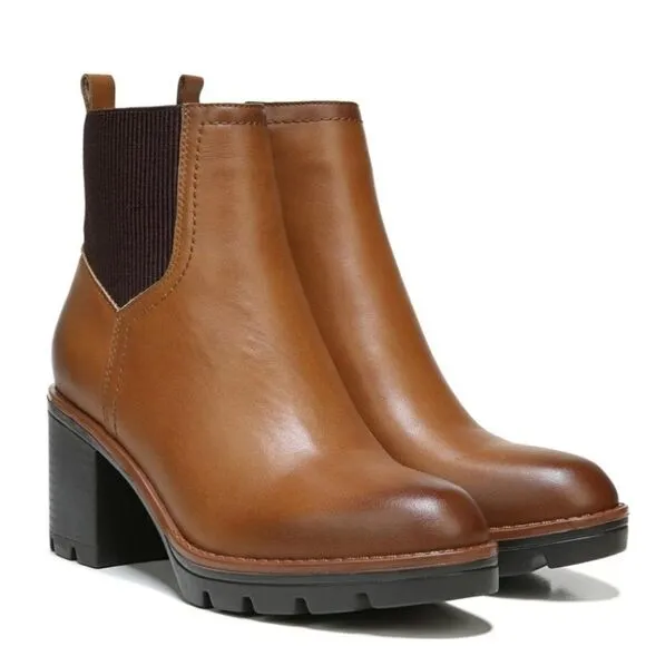 NATURALIZER VERNEY WATERPROOF LEATHER LUG BOOTS CIDER-SPICE (WIDE)