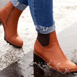 NATURALIZER VERNEY WATERPROOF LEATHER LUG BOOTS CIDER-SPICE (WIDE)