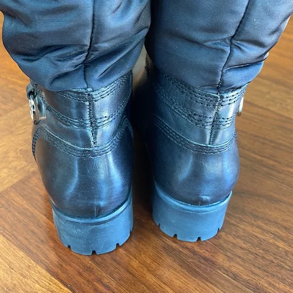 NEVER WORN MICHAEL KORS BLACK TALL LEATHER &amp; FAUX FUR BOOTS SIZE 7 - BEAUTIFUL!
