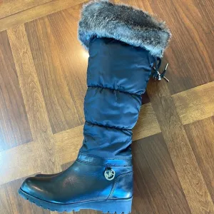 NEVER WORN MICHAEL KORS BLACK TALL LEATHER &amp; FAUX FUR BOOTS SIZE 7 - BEAUTIFUL!