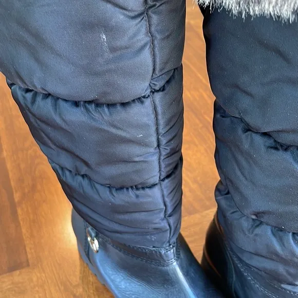 NEVER WORN MICHAEL KORS BLACK TALL LEATHER &amp; FAUX FUR BOOTS SIZE 7 - BEAUTIFUL!