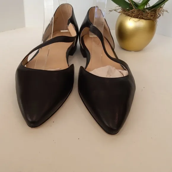 NEW ! 27 EDIT  Heather flats black leather pointy toe shoes
