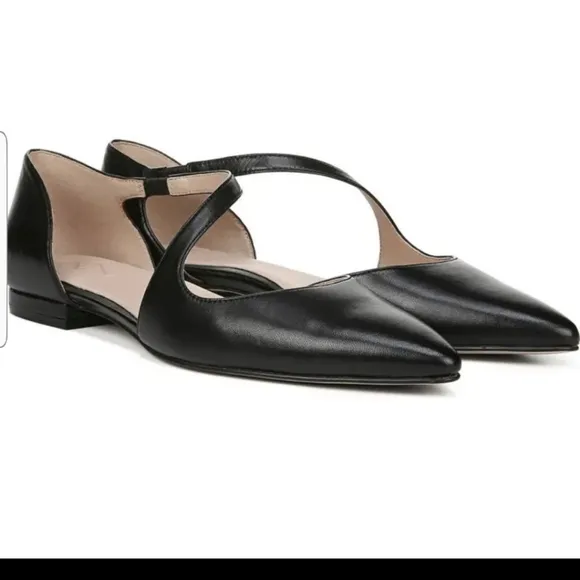 NEW ! 27 EDIT  Heather flats black leather pointy toe shoes