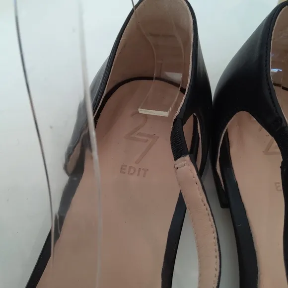 NEW ! 27 EDIT  Heather flats black leather pointy toe shoes