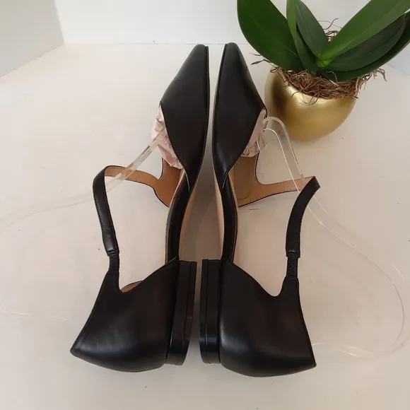 NEW ! 27 EDIT  Heather flats black leather pointy toe shoes
