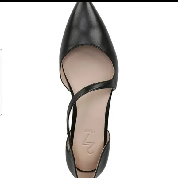 NEW ! 27 EDIT  Heather flats black leather pointy toe shoes