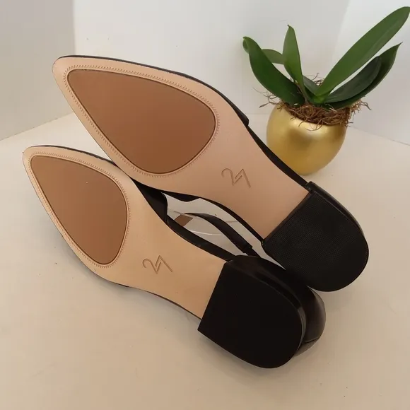 NEW ! 27 EDIT  Heather flats black leather pointy toe shoes