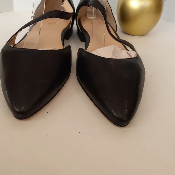 NEW ! 27 EDIT  Heather flats black leather pointy toe shoes