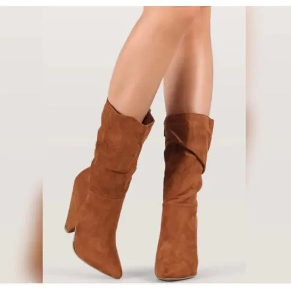 NEW Aldo brown slouchy pointed toe suede boots size 8