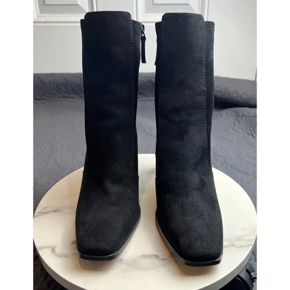 NEW Aldo Shoes Audrella Suede Square Toe Block Heel Ankle Booties Minimalist SZ9