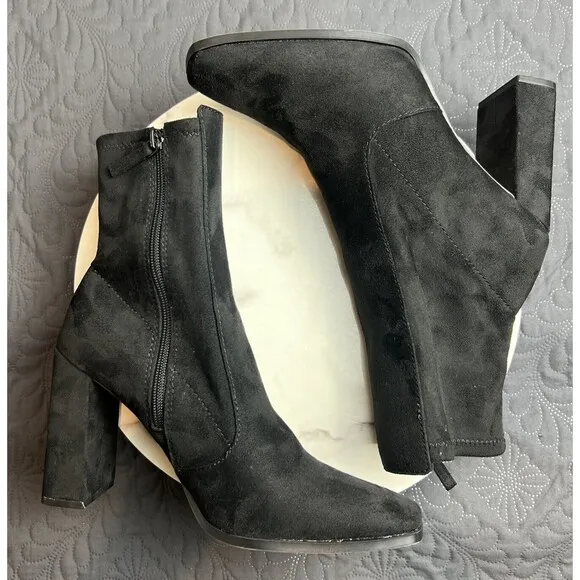 NEW Aldo Shoes Audrella Suede Square Toe Block Heel Ankle Booties Minimalist SZ9