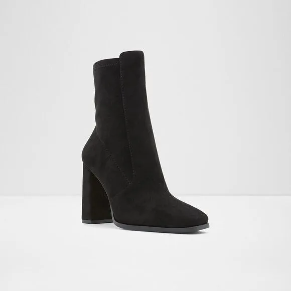 NEW Aldo Shoes Audrella Suede Square Toe Block Heel Ankle Booties Minimalist SZ9
