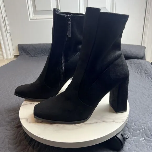 NEW Aldo Shoes Audrella Suede Square Toe Block Heel Ankle Booties Minimalist SZ9