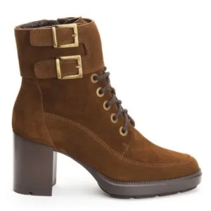 NEW AQUATALIA 6 IRENE Chestnut Brown Suede Lace-Up Buckle Platform Ankle Boots