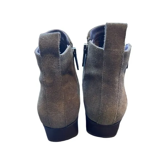 NEW Aquatalia 6.5 Fantina Dual Zip Boots Ankle Booties Olive Green Suede