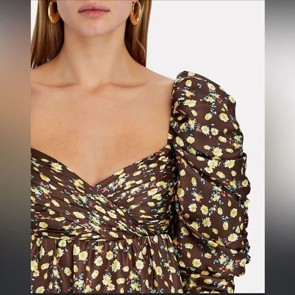 New AUTUMN ADEIGBO Bridgette Puff-Sleeve Mini Dress Size 4