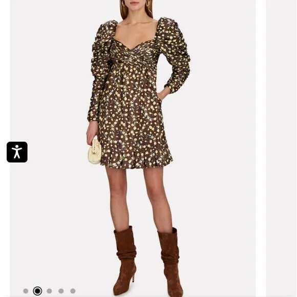 New AUTUMN ADEIGBO Bridgette Puff-Sleeve Mini Dress Size 4