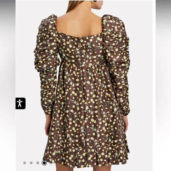 New AUTUMN ADEIGBO Bridgette Puff-Sleeve Mini Dress Size 4