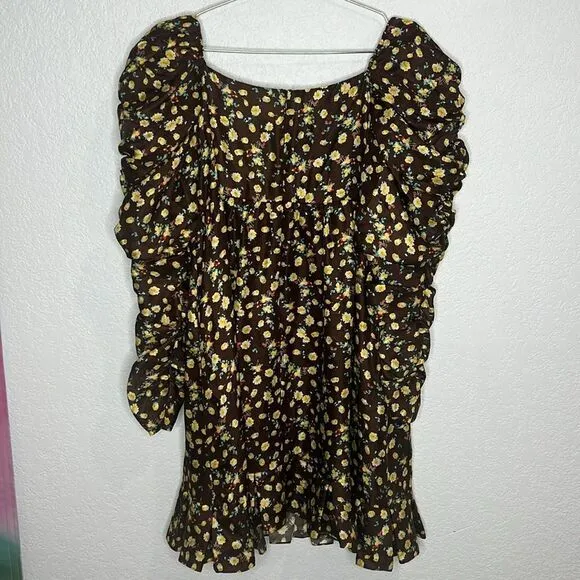 New AUTUMN ADEIGBO Bridgette Puff-Sleeve Mini Dress Size 4