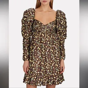 New AUTUMN ADEIGBO Bridgette Puff-Sleeve Mini Dress Size 4