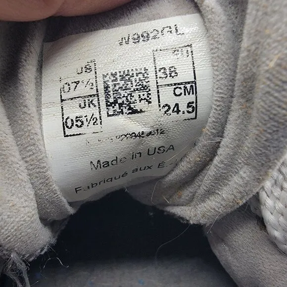 New Balance 992 Womens 7.5 Gray Sneaker Shoes Made In The USA W992GL