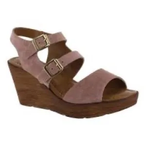 NEW Bella Vita Blush Suede Aniitaly Slingback Wedge Sandals Leather Size 8.5 NIB