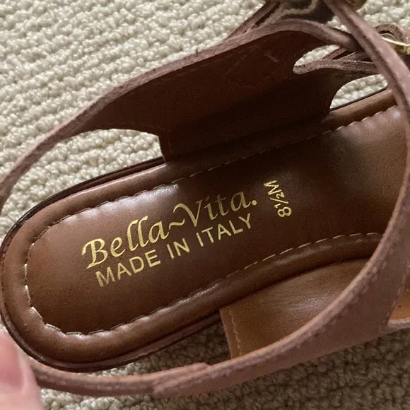 NEW Bella Vita Blush Suede Aniitaly Slingback Wedge Sandals Leather Size 8.5 NIB