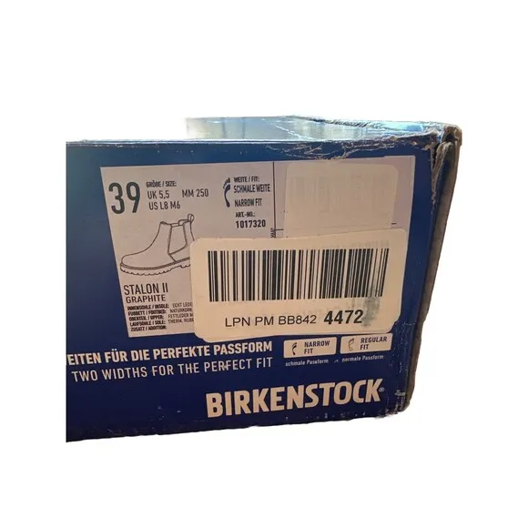 NEW BIRKENSTOCK Size 39 Narrow STALON II CHELSEA WOMEN'S BOOTS GRAPHITE GREY
