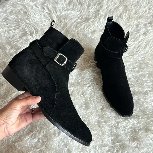 New Black Suede Leather Men’s Dress Ankle Boots/Booties Sz 7